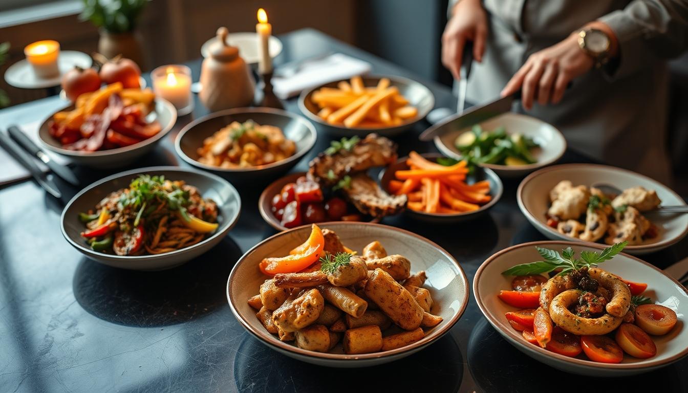 Fresh seasonal ingredients arranged for home cooking