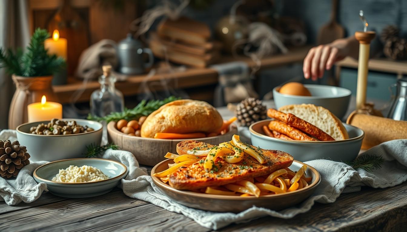 Ingredients prepared for a simple home dinner