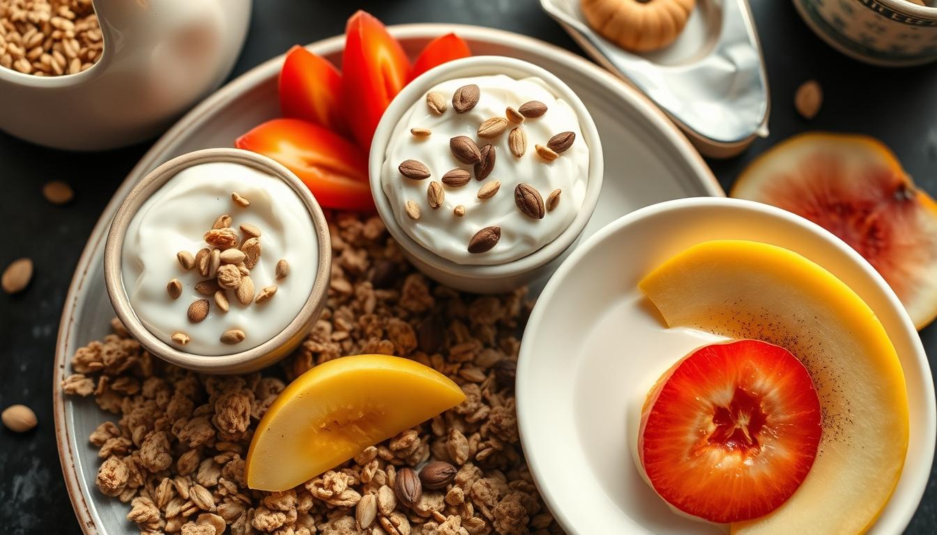 Balanced healthy meal prepared in a home kitchen
